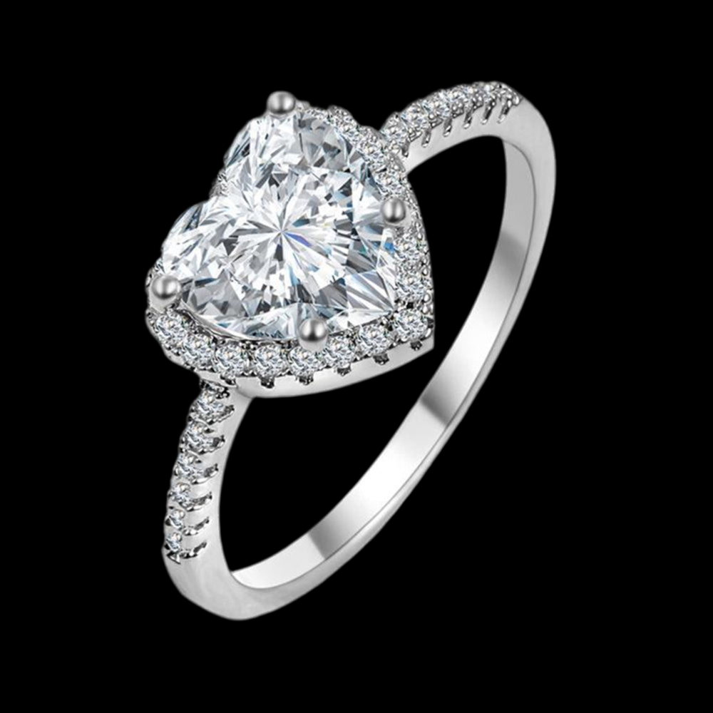 Love Diamond Moissanite Stone with 925 Silver Band Ring